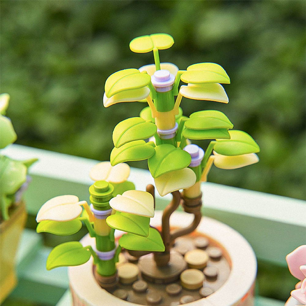 TOY719-4 CM-TOP  Bloques De Construcción Bonsái Flores Plantas Paquete De 4