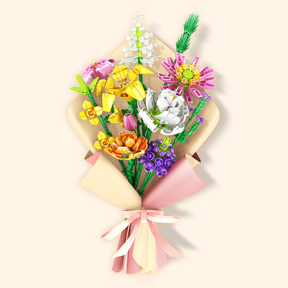 TOY809 CM-TOP  Bloques De Flores Artificiales Decorativas Para Armar 900pcs