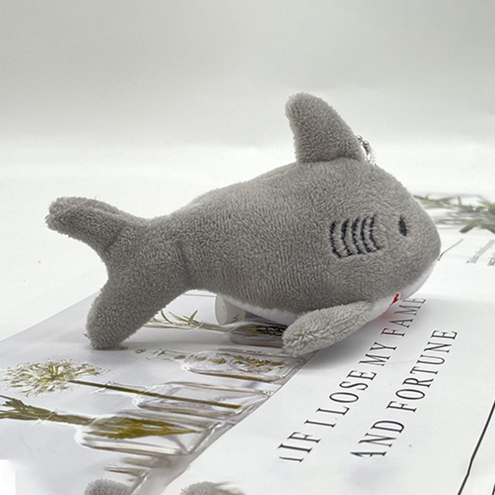 TOY334-4  CM-TOP  4 Llaveros Colgante Tiburón De Peluche Suave Manualidades