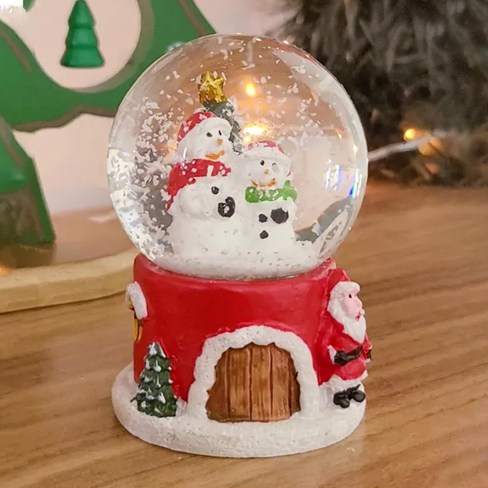 TOY710-4 CM-TOP  4 Pcs Esfera Bola Globo De Nieve Cristal Musical Luz Santa