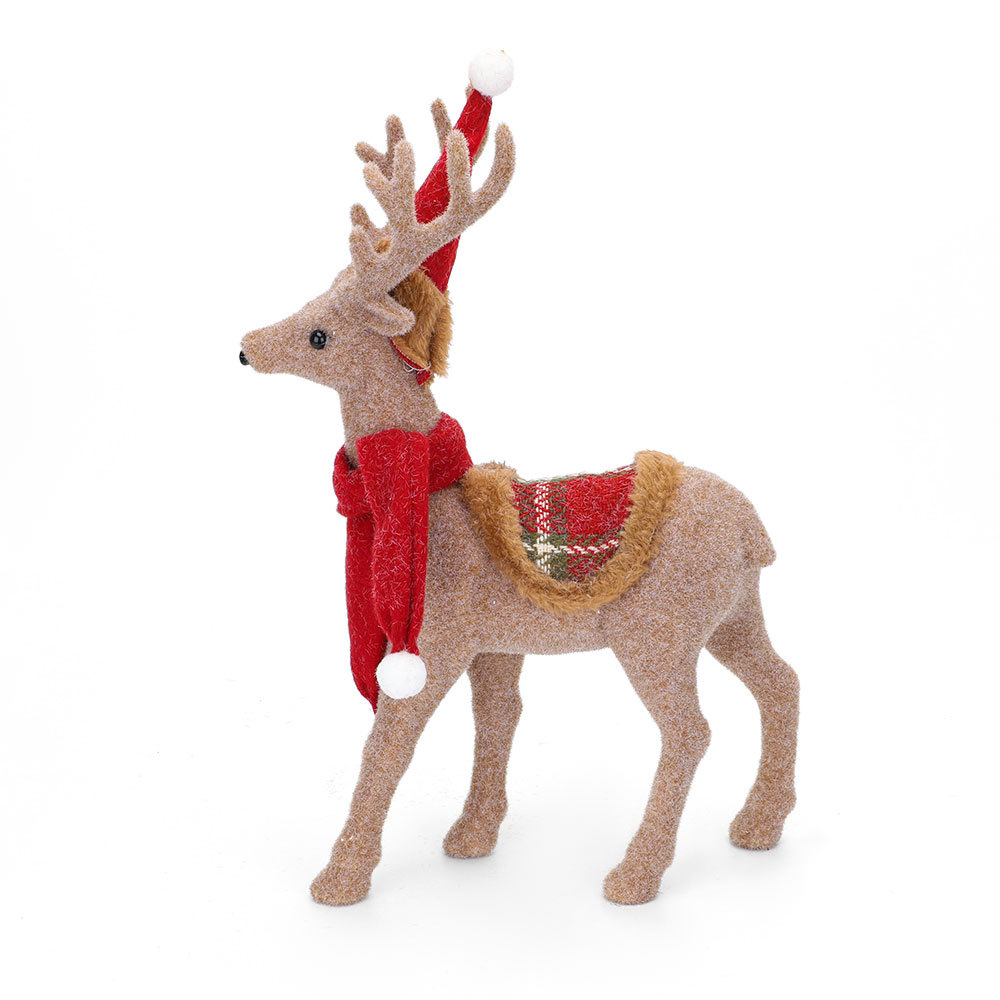 SDS502 CM-TOP  Peluche Figura Navideña Decoración Reno Con Bufanda Roja