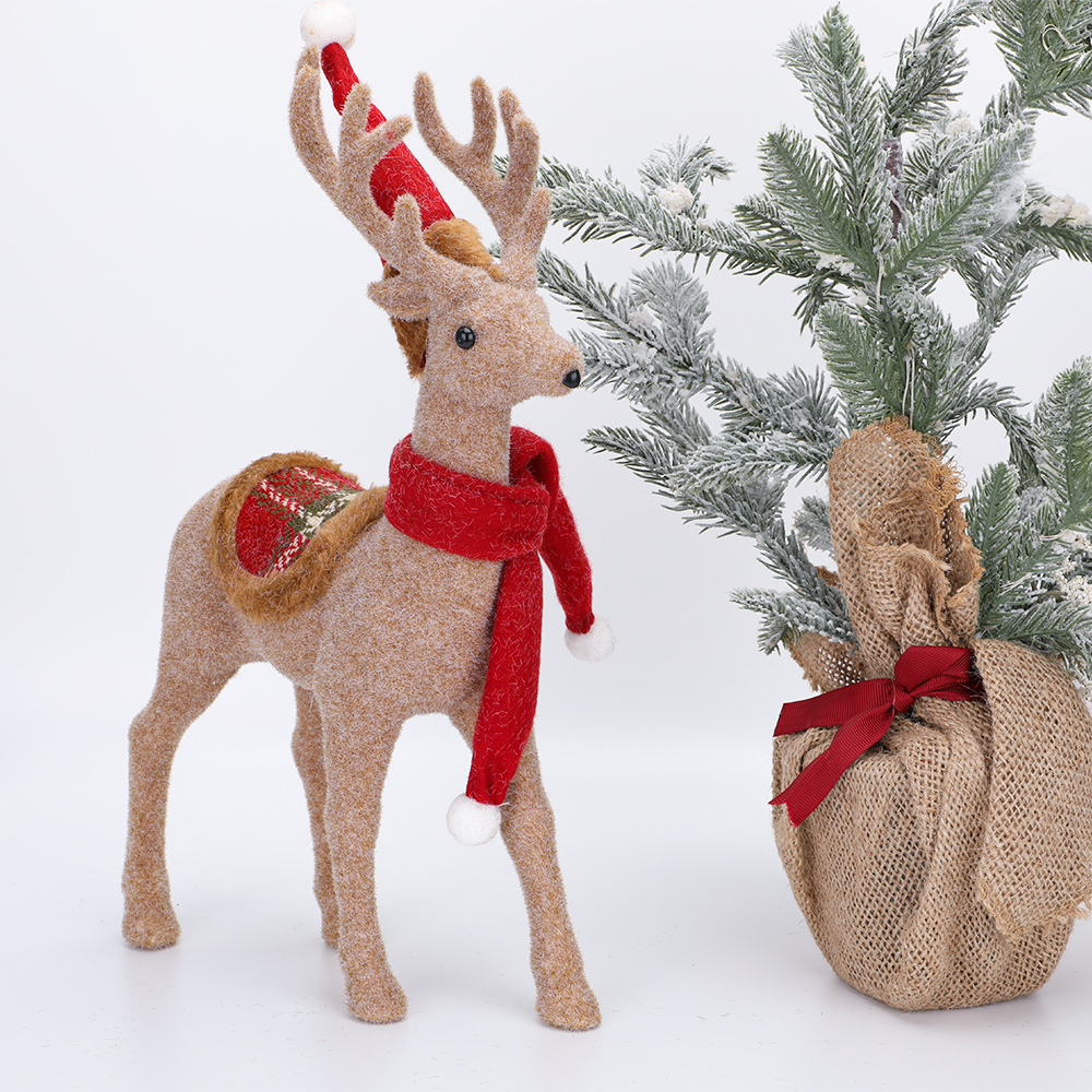 SDS502 CM-TOP  Peluche Figura Navideña Decoración Reno Con Bufanda Roja