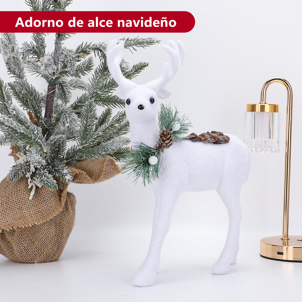 SDS503 CM-TOP  Peluche Figura Adornos Navideña Decoración Reno Blanco