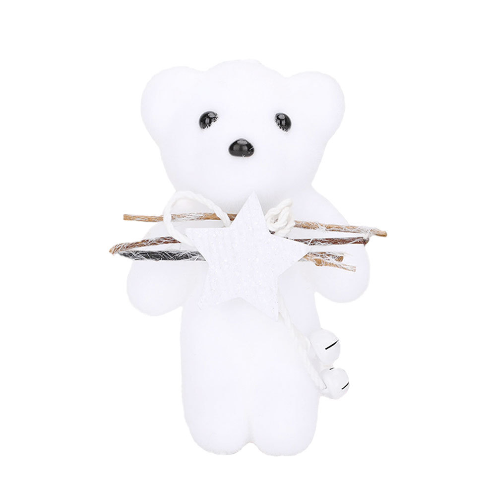 SDS424 CM-TOP  Peluche Adornos Navideños Ornamento Oso Árbol Navidad Blanco