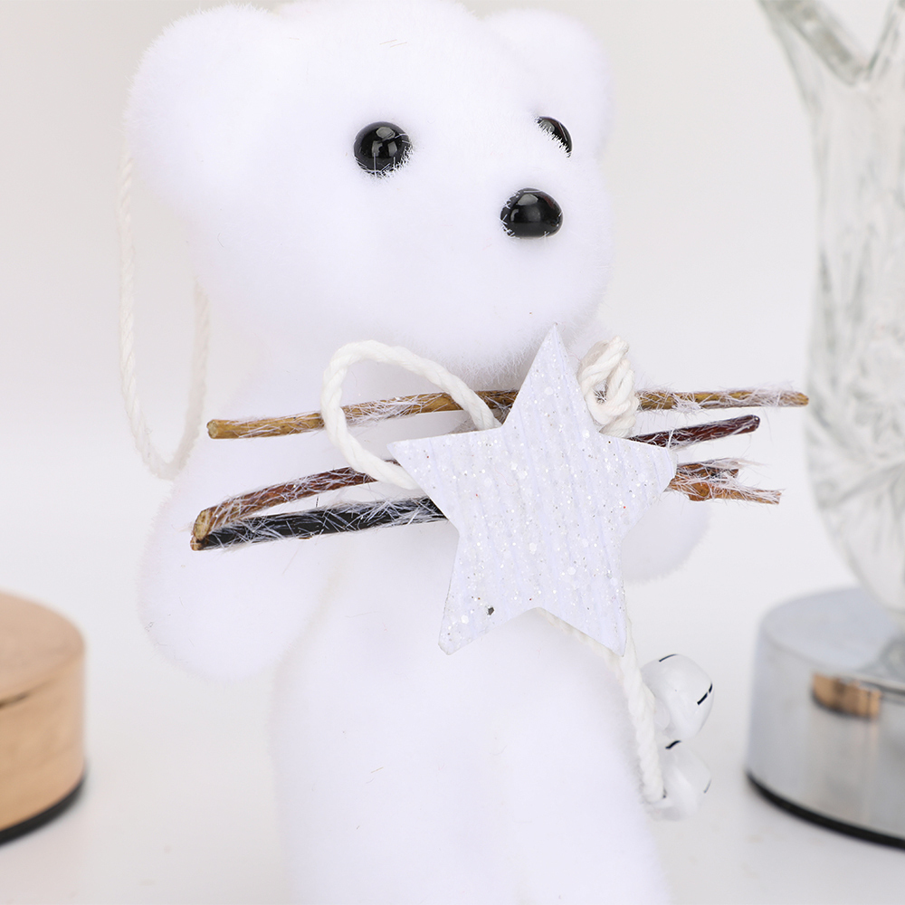 SDS424 CM-TOP  Peluche Adornos Navideños Ornamento Oso Árbol Navidad Blanco