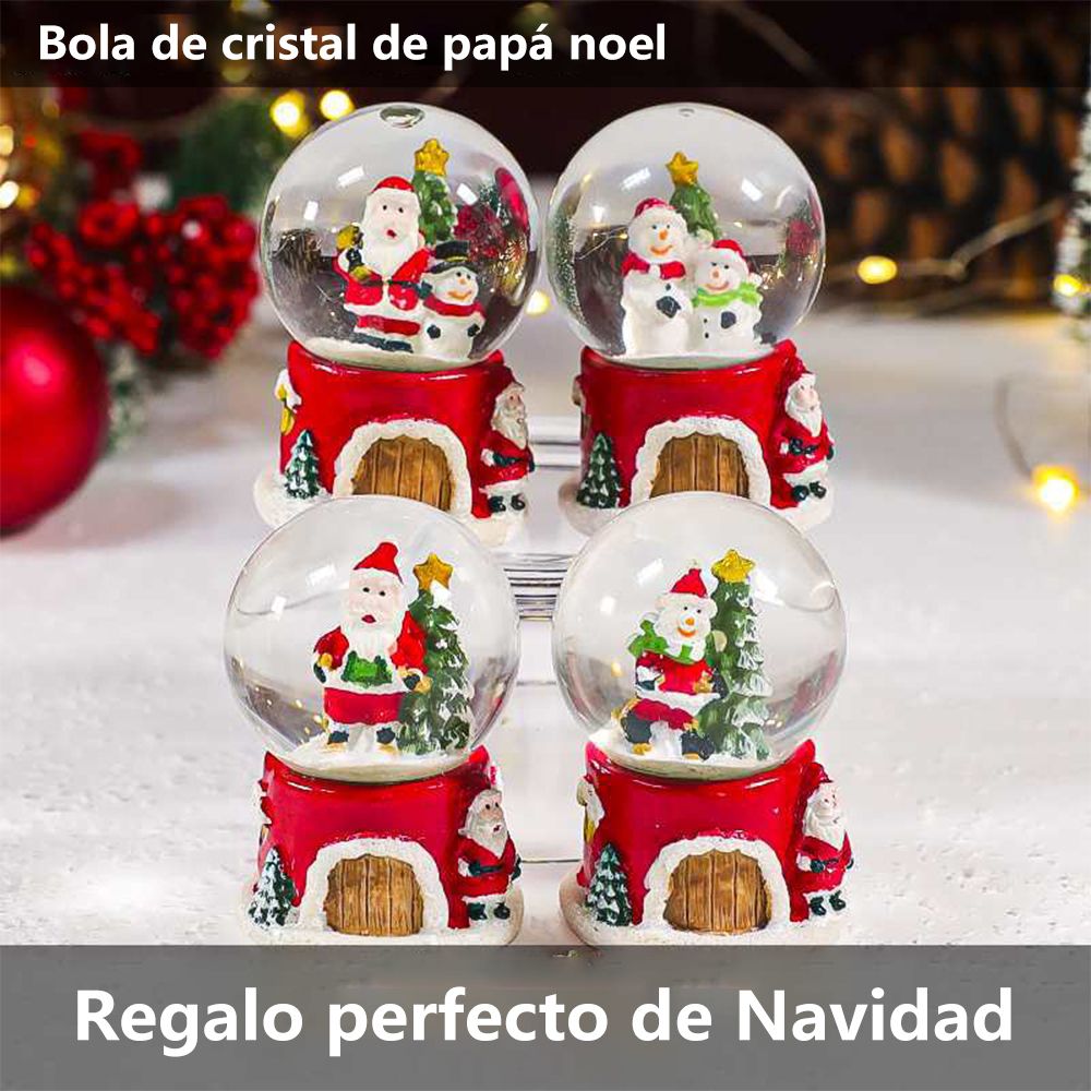 TOY710-4 CM-TOP  4 Pcs Esfera Bola Globo De Nieve Cristal Musical Luz Santa