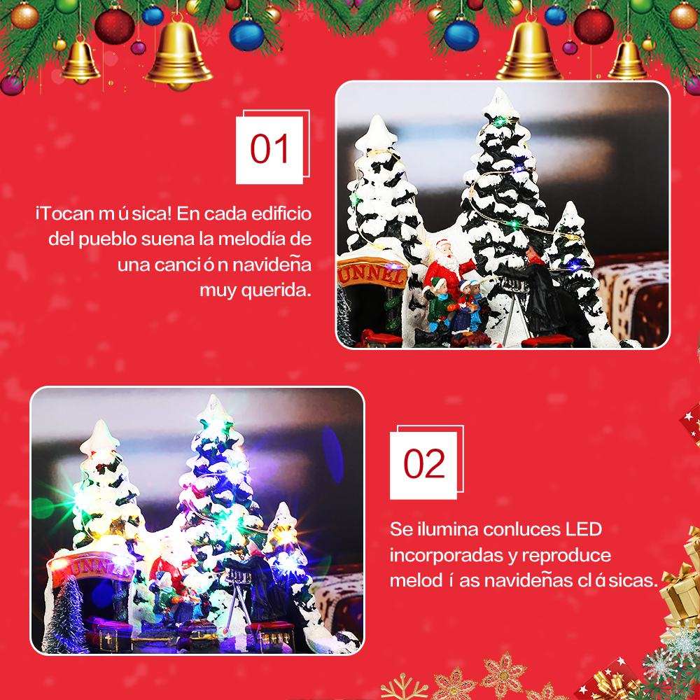 SDD1282  Villas Navideñas Led Decoración De Resina Adornos Navideños