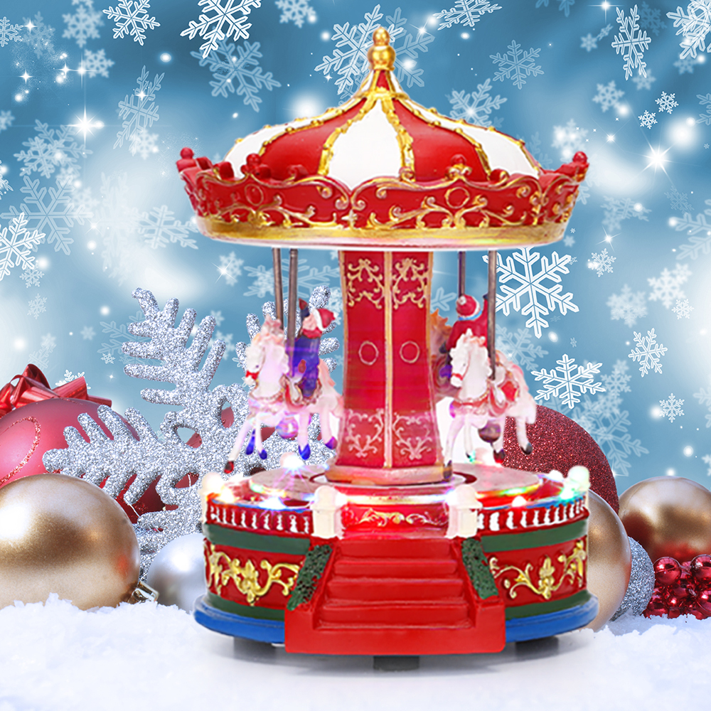 SDD1281  Carrusel Pueblo Navideño Musical Led Luz Decoración Navidad