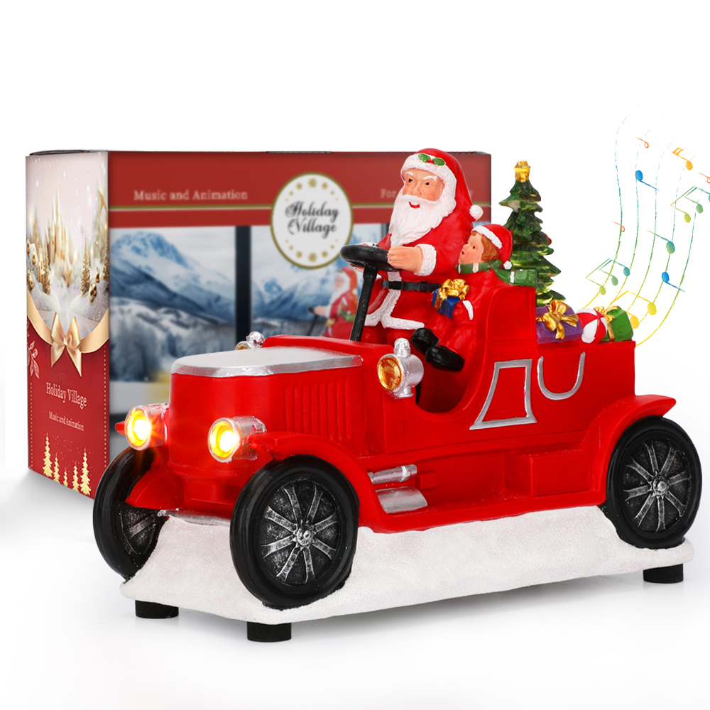SDD1283   Figura De Papá Noel Iluminada Santa Carro Adornos Navideña