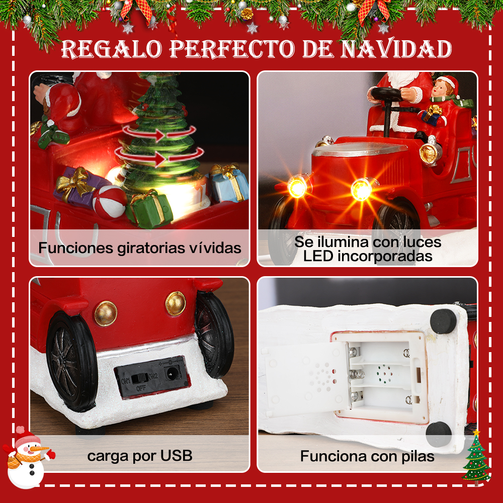 SDD1283   Figura De Papá Noel Iluminada Santa Carro Adornos Navideña