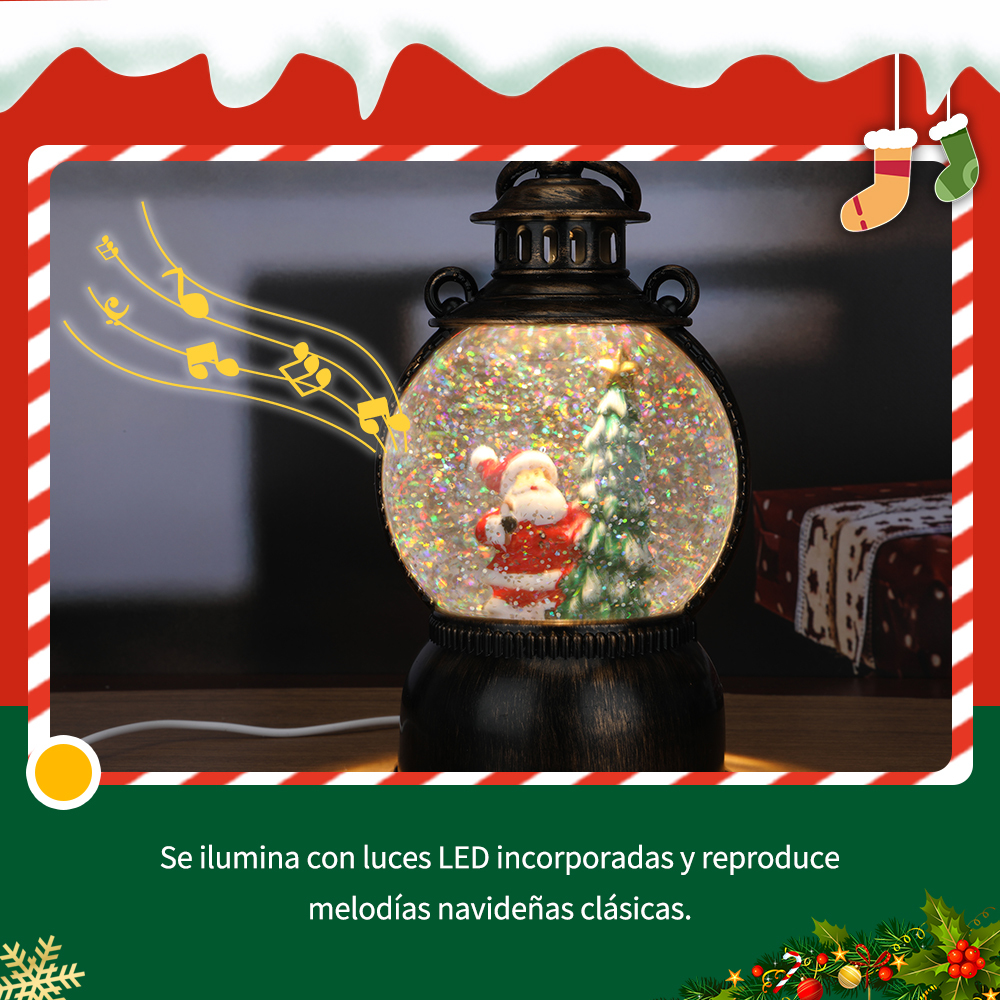 SDD1312  Adorno Navideño Linterna Santa Con Luz Musical Decoraciones