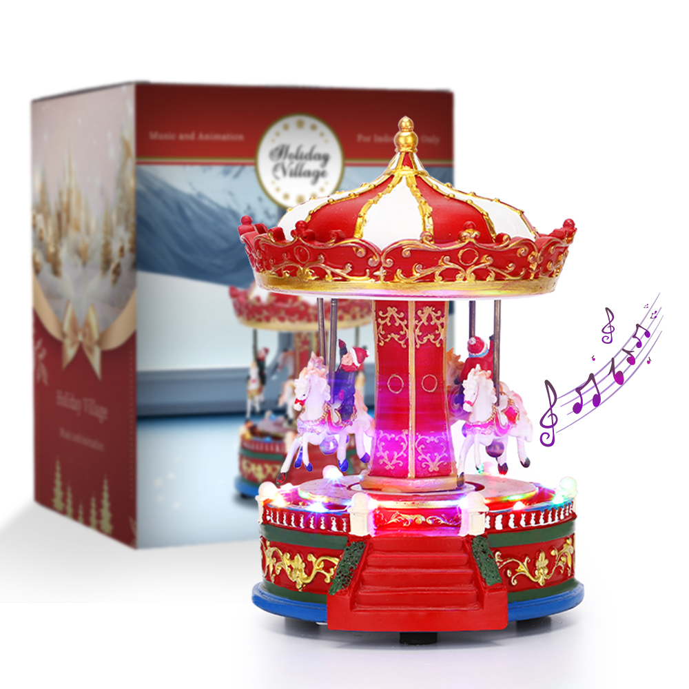 SDD1281  Carrusel Pueblo Navideño Musical Led Luz Decoración Navidad