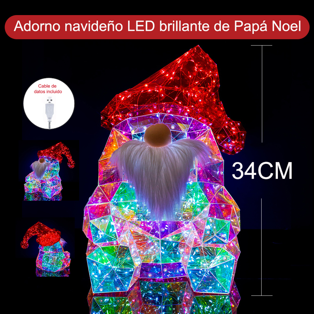 SDD1161  Lámpara De Noche Led Luz Holografica Forma De Santa Claus