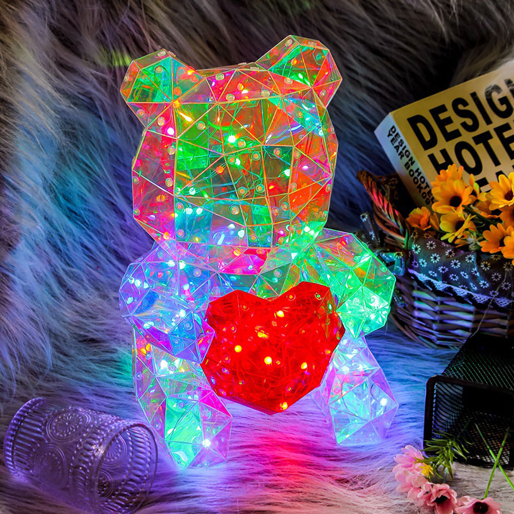 SDD1242  Luz de Noche Oso con Corazón Rojo Iluminado para Valentín