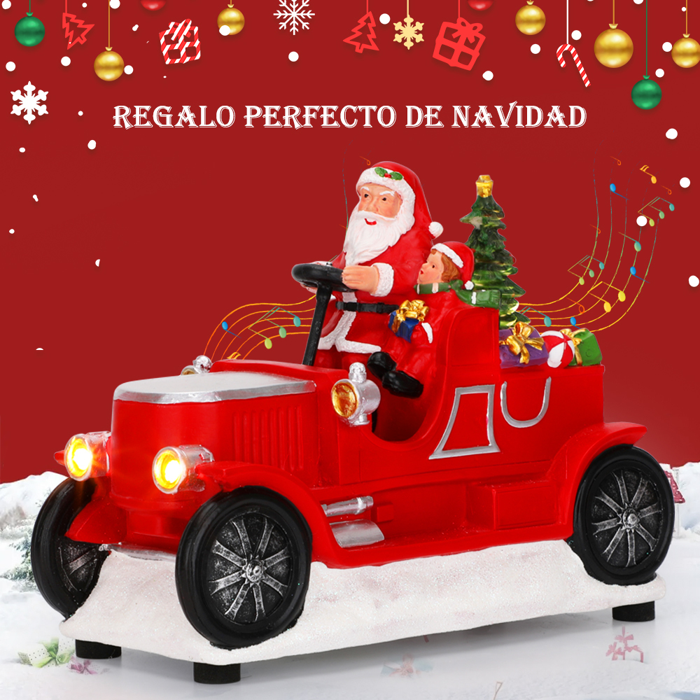 SDD1283   Figura De Papá Noel Iluminada Santa Carro Adornos Navideña