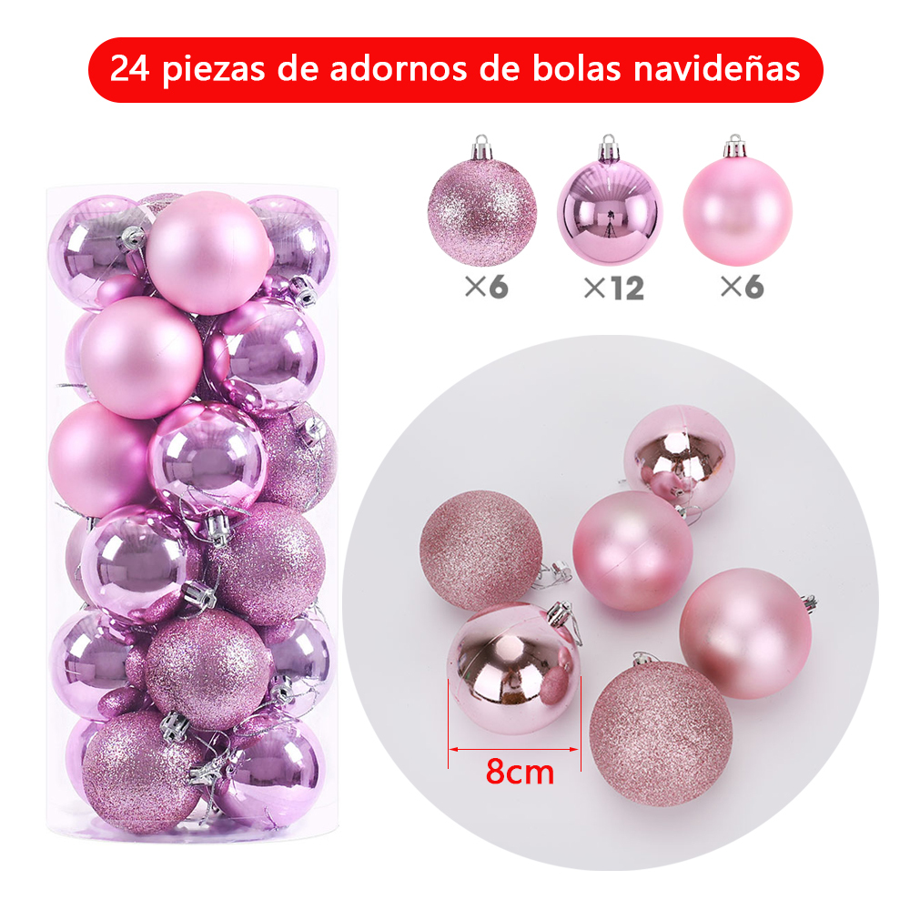 SDS4174 Esferas Navideñas 8cm Decoracion Bolas De Navidad 24pcs