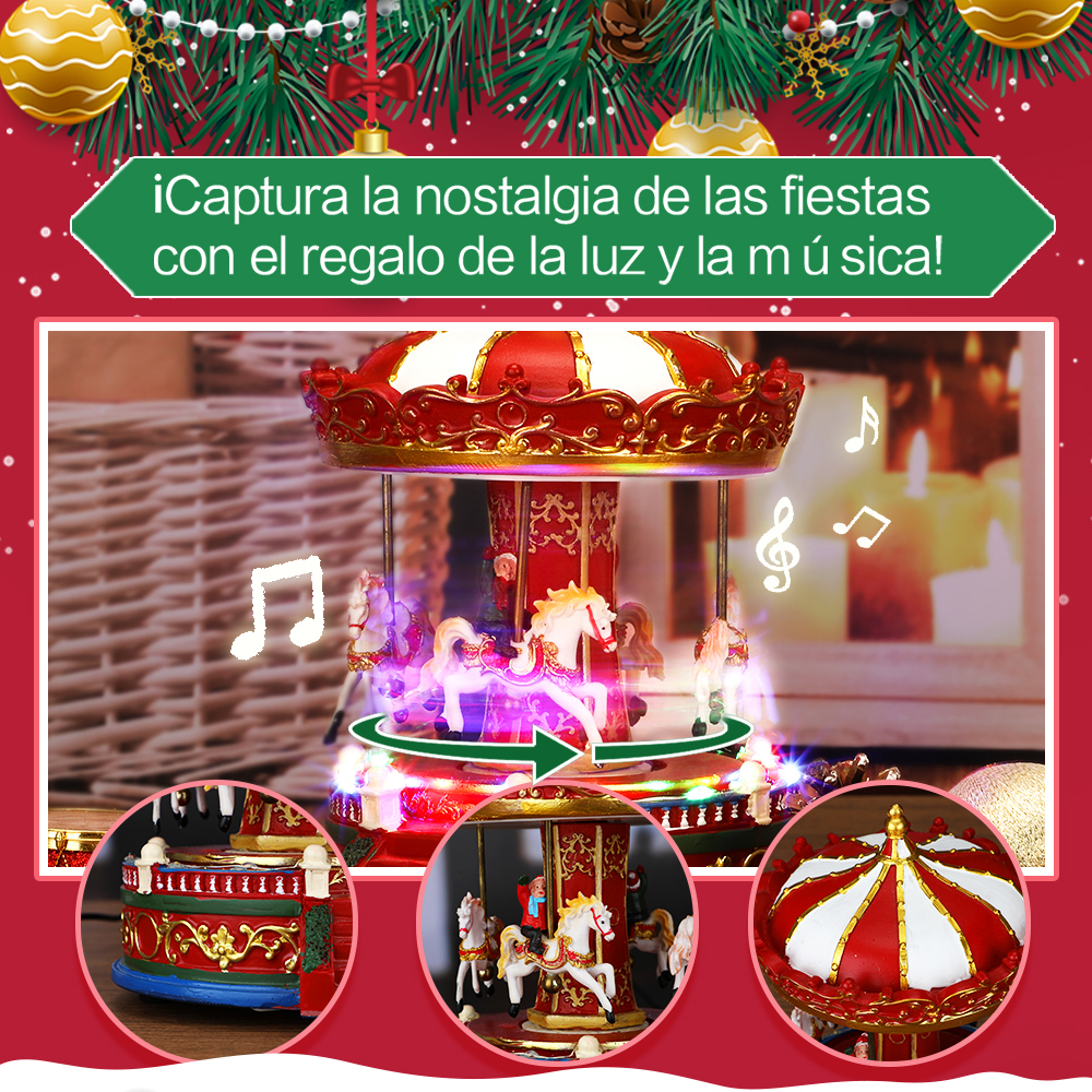 SDD1281  Carrusel Pueblo Navideño Musical Led Luz Decoración Navidad