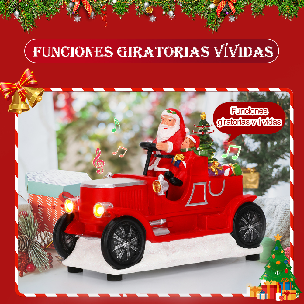 SDD1283   Figura De Papá Noel Iluminada Santa Carro Adornos Navideña