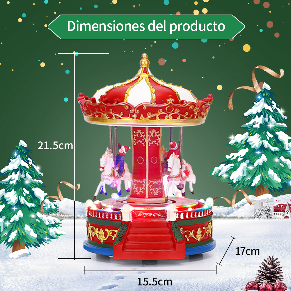 SDD1281  Carrusel Pueblo Navideño Musical Led Luz Decoración Navidad