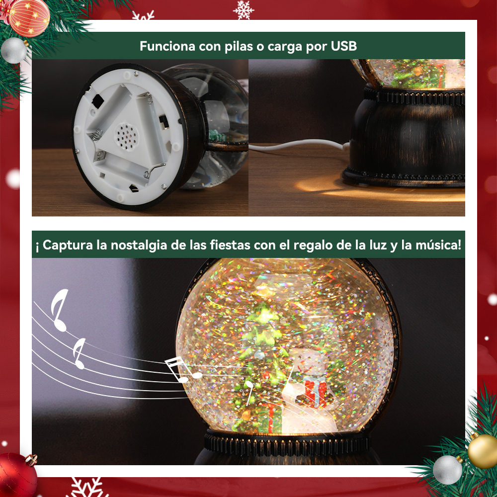 SDD1313  Adornos Navideños Musicales De Bolas De Nieve Decoraciones