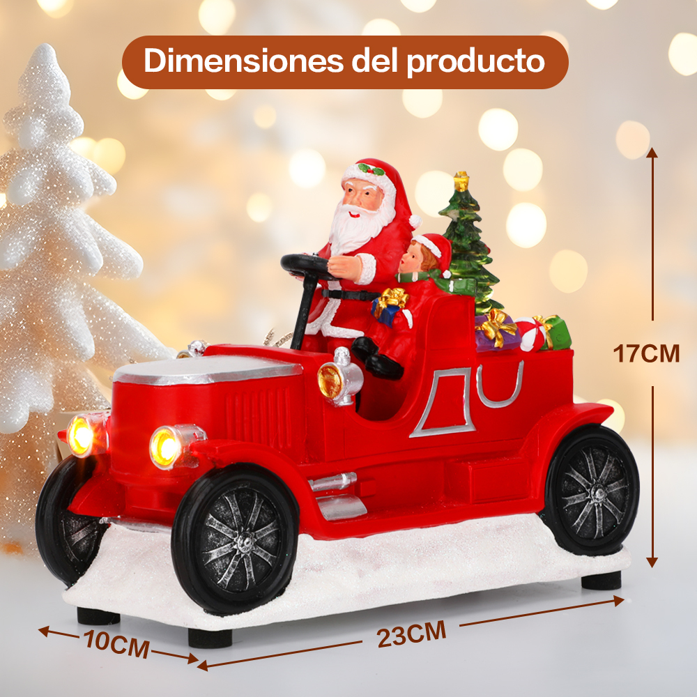 SDD1283   Figura De Papá Noel Iluminada Santa Carro Adornos Navideña
