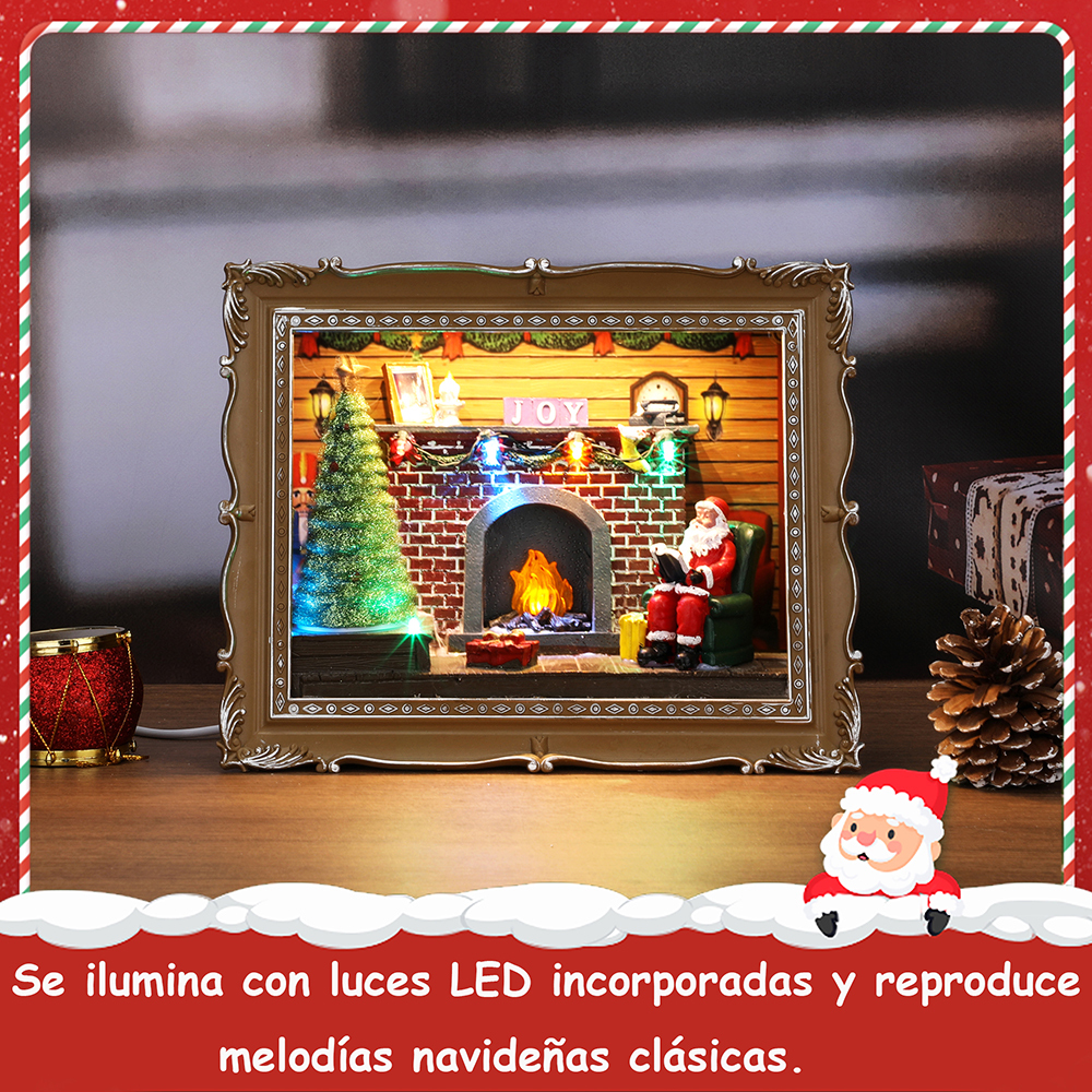 SDD1290  Escena Navideña Villa Adornos Decoración Con Luz Musical