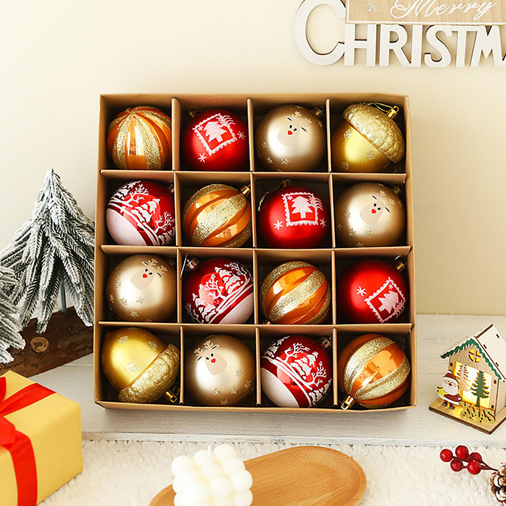 SDS4165  16 Bolas De Navidad Adornos Para Árboles De Navidad De 8cm