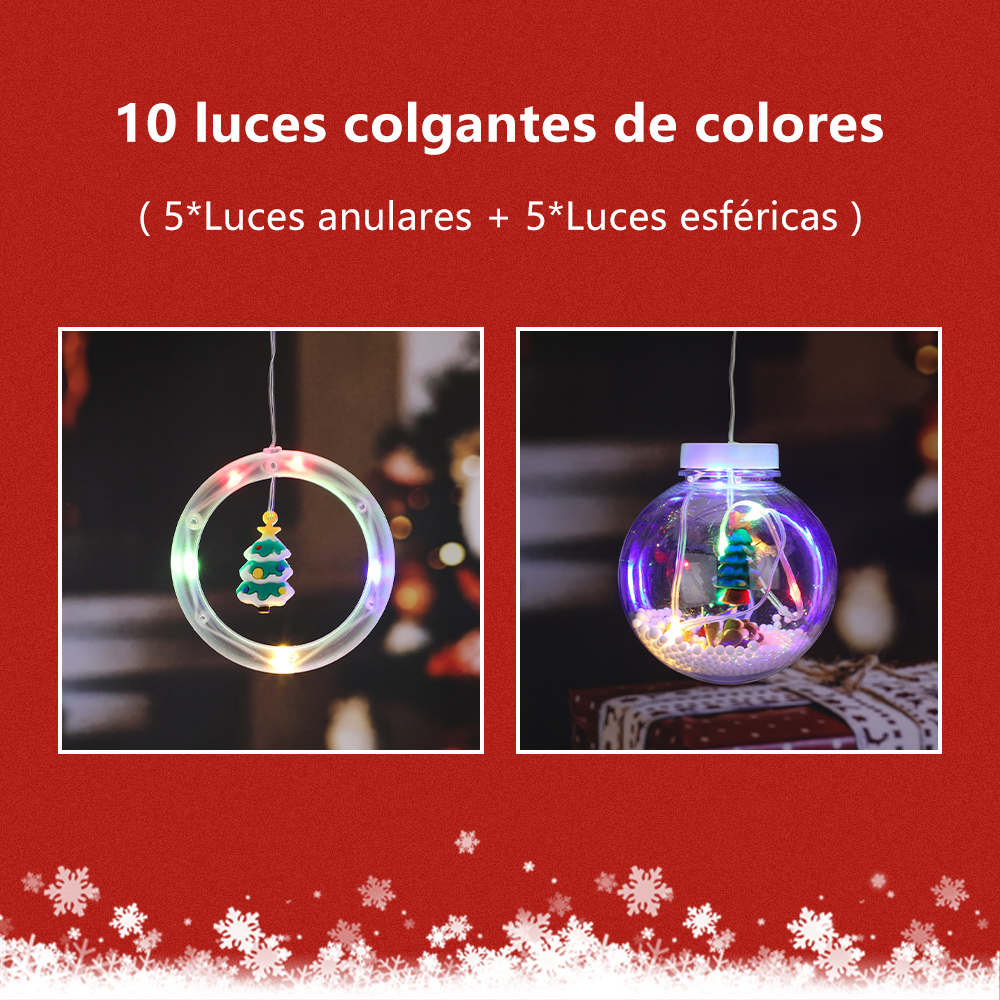 SDD140 Luces Cascada Esferas Decoración Navidad 10 Lámparas 3m Rgb