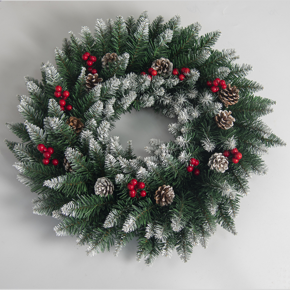 SDS301  Corona Navideña Artificial Decoración Con Piñas 50cm
