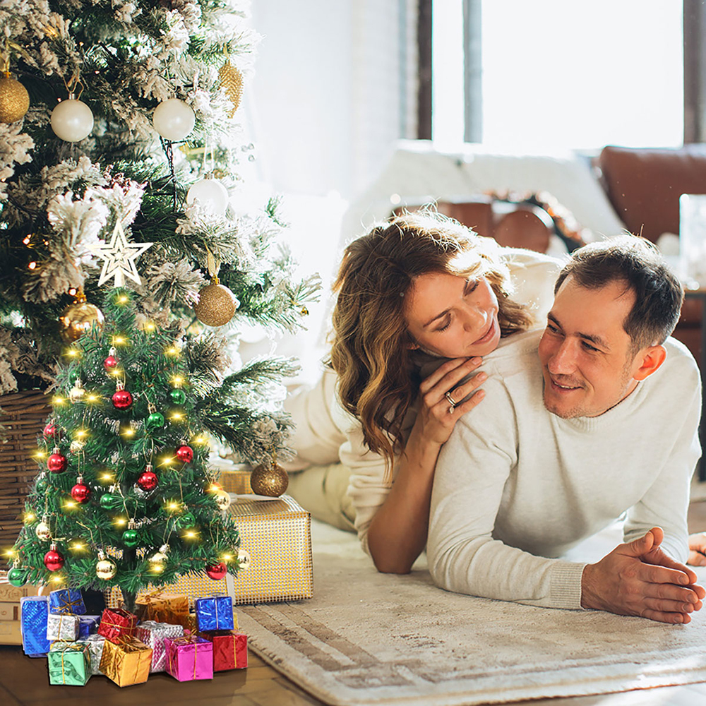 SDS122  Árbol De Navidad De Mesa Con Luces Y Adornos Colgantes 50cm