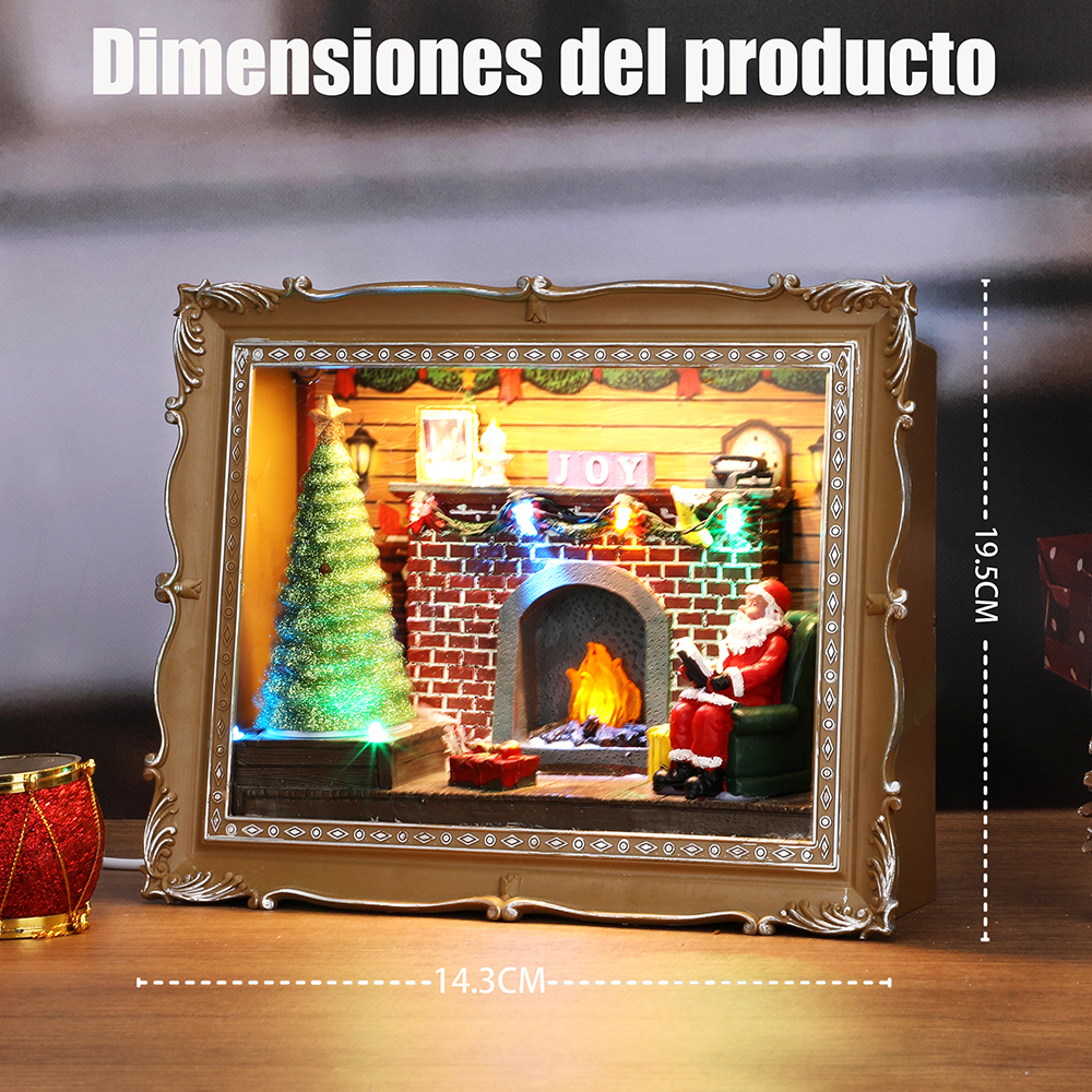 SDD1290  Escena Navideña Villa Adornos Decoración Con Luz Musical