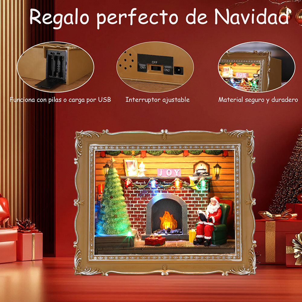 SDD1290  Escena Navideña Villa Adornos Decoración Con Luz Musical