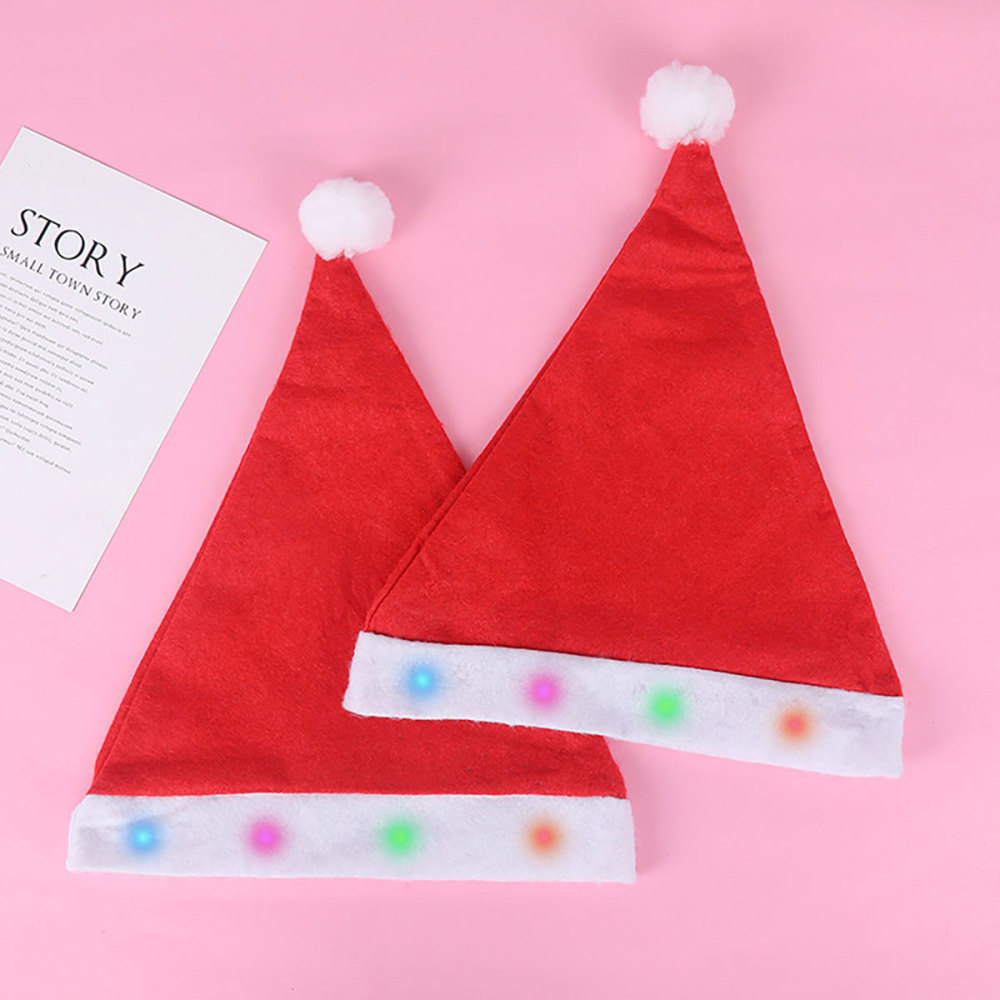 SDS606  5 Gorros Navideños Luz Led Santa Claus Rojo Navidad Posadas