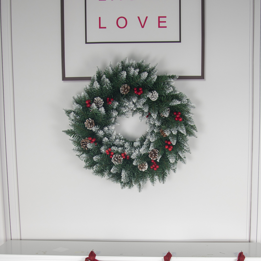 SDS301  Corona Navideña Artificial Decoración Con Piñas 50cm