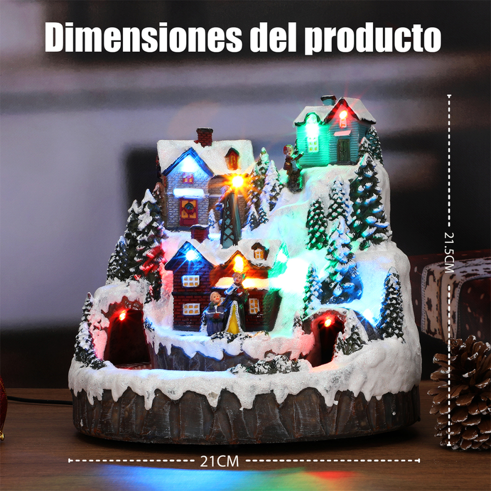 SDD1289  Escena Navideña Casa De Pueblo Adorno Navideño Luz Musical