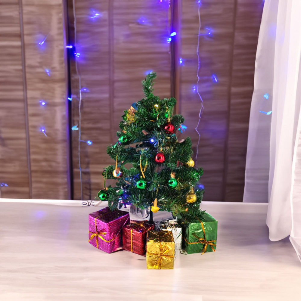 SDS122  Árbol De Navidad De Mesa Con Luces Y Adornos Colgantes 50cm