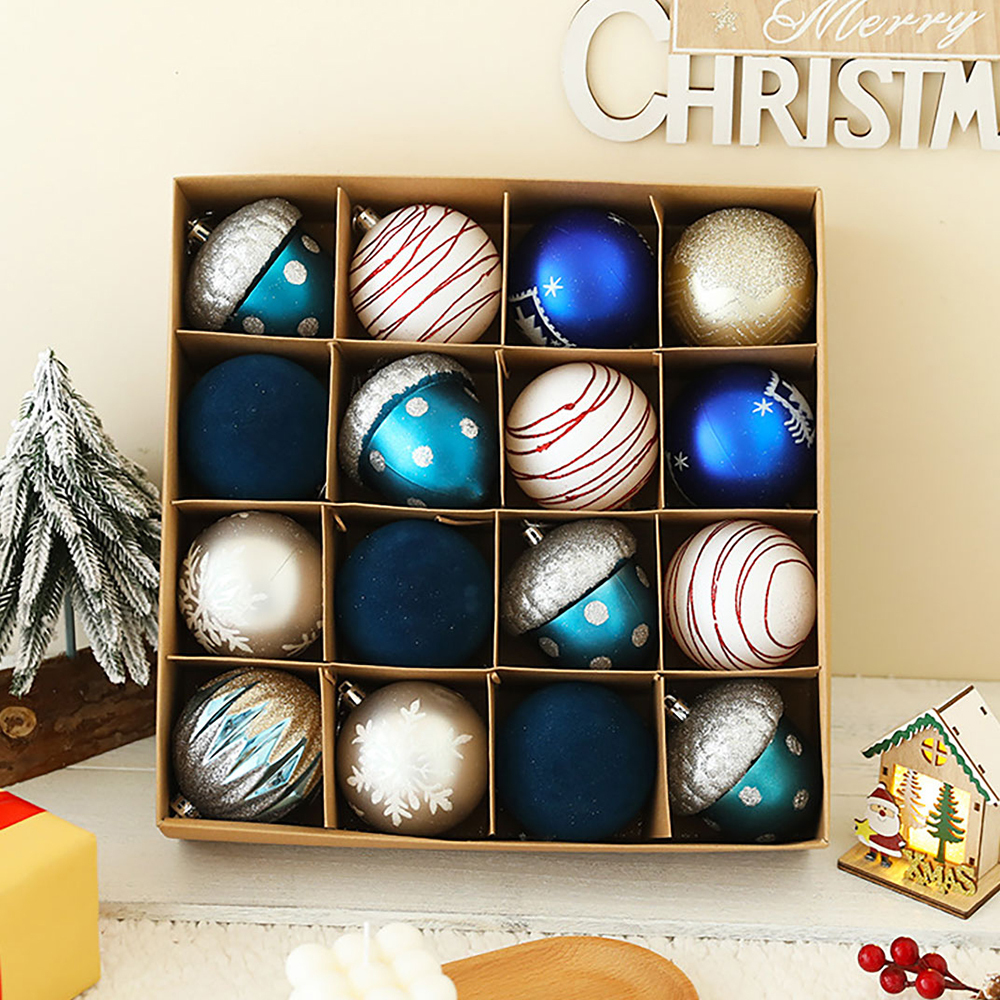 SDS4165  16 Bolas De Navidad Adornos Para Árboles De Navidad De 8cm
