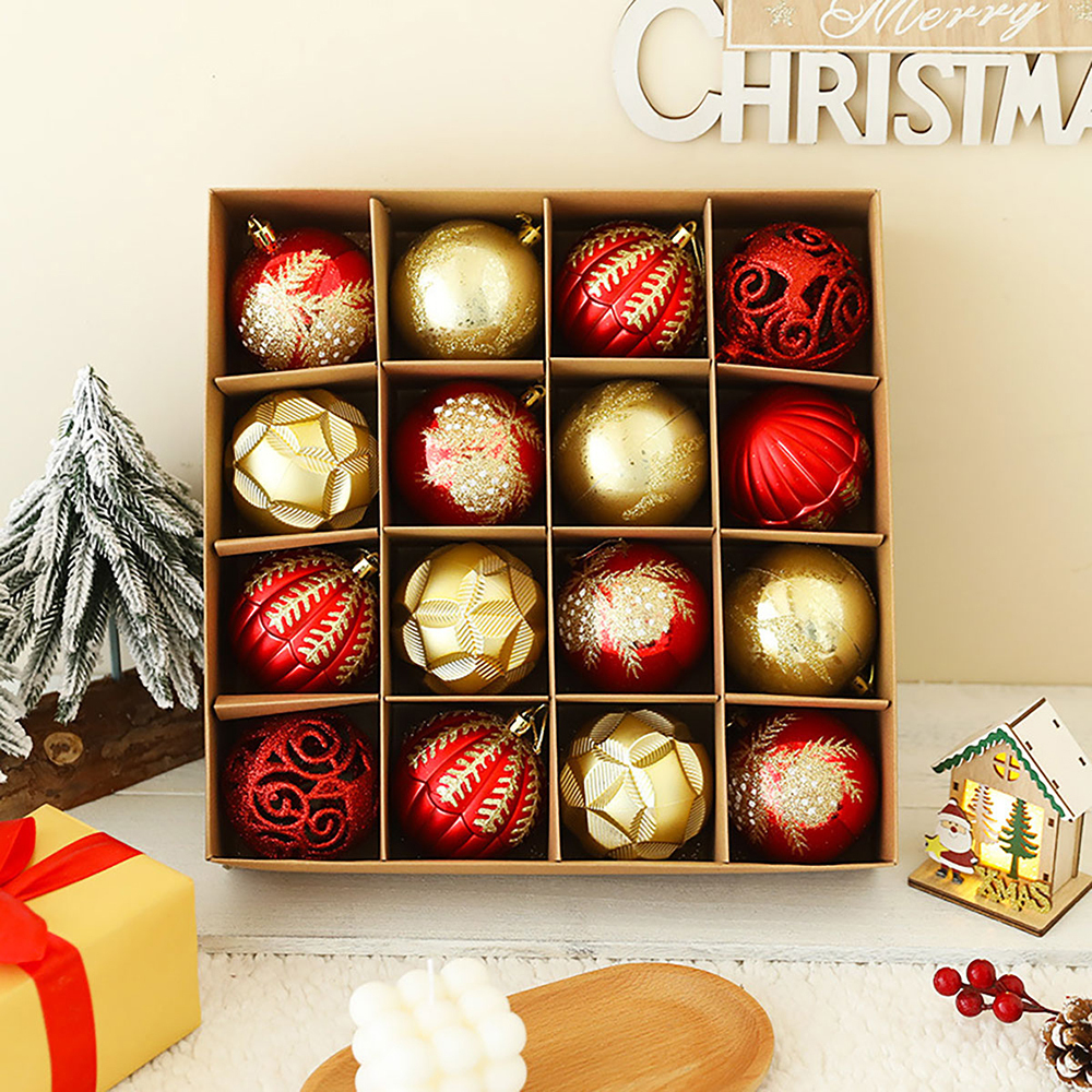 SDS4165  16 Bolas De Navidad Adornos Para Árboles De Navidad De 8cm