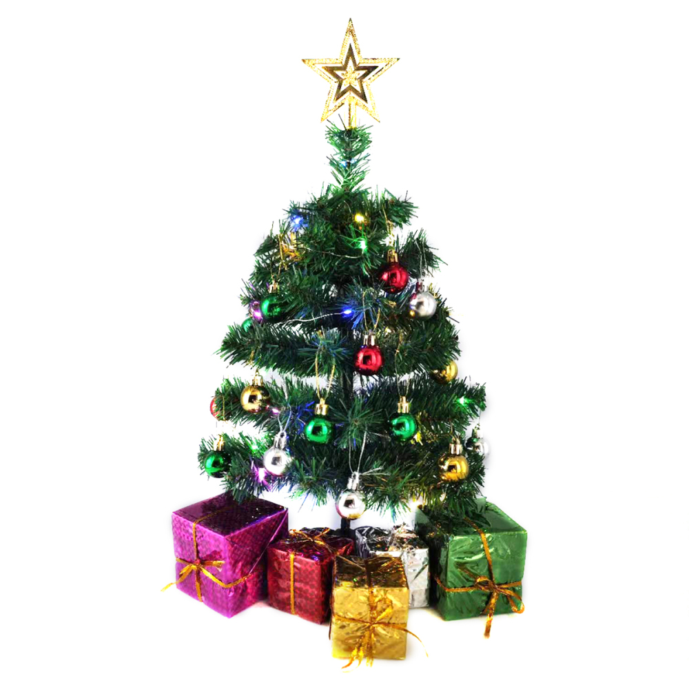 SDS122  Árbol De Navidad De Mesa Con Luces Y Adornos Colgantes 50cm