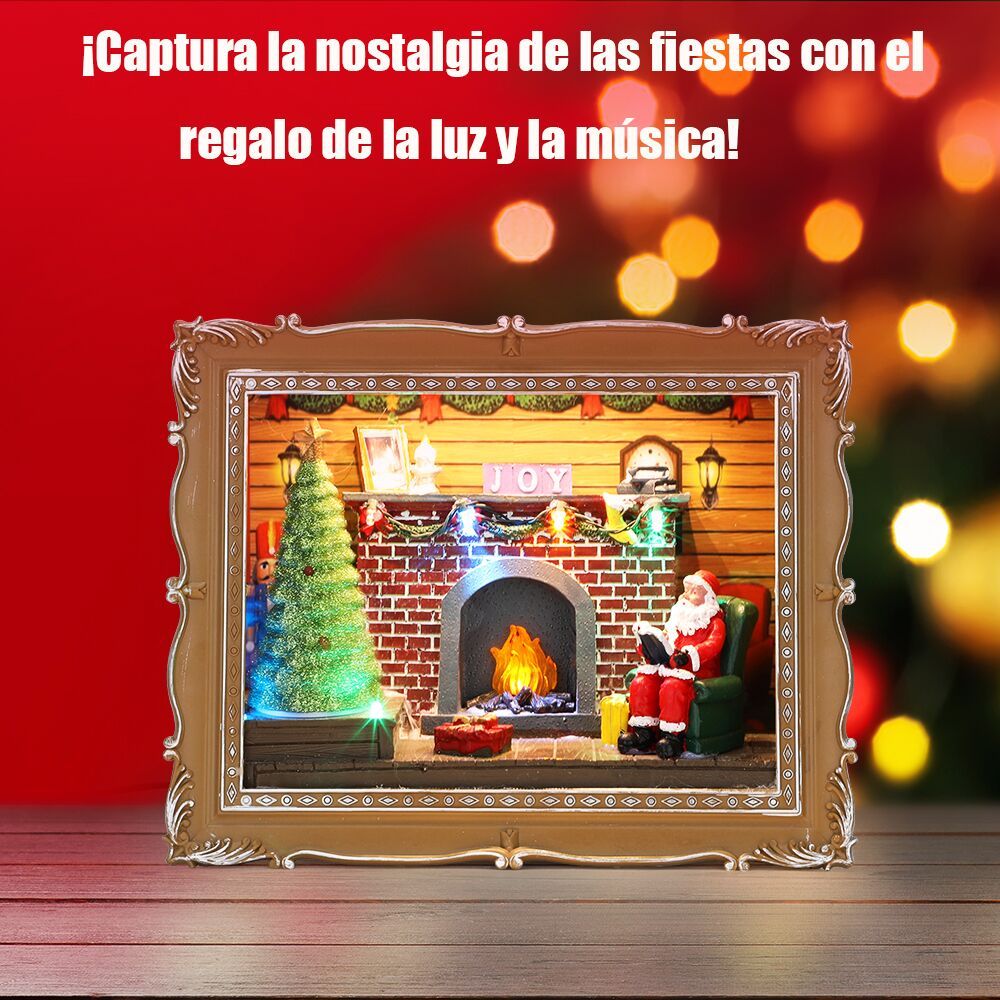 SDD1290  Escena Navideña Villa Adornos Decoración Con Luz Musical