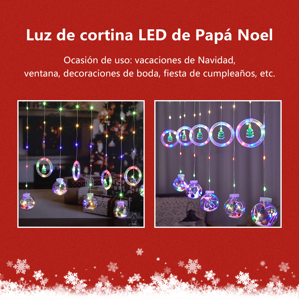 SDD140 Luces Cascada Esferas Decoración Navidad 10 Lámparas 3m Rgb