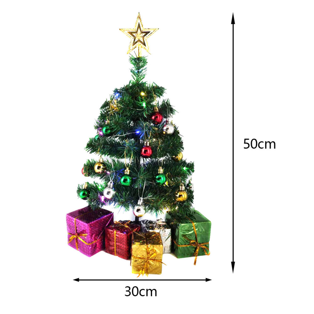 SDS122  Árbol De Navidad De Mesa Con Luces Y Adornos Colgantes 50cm