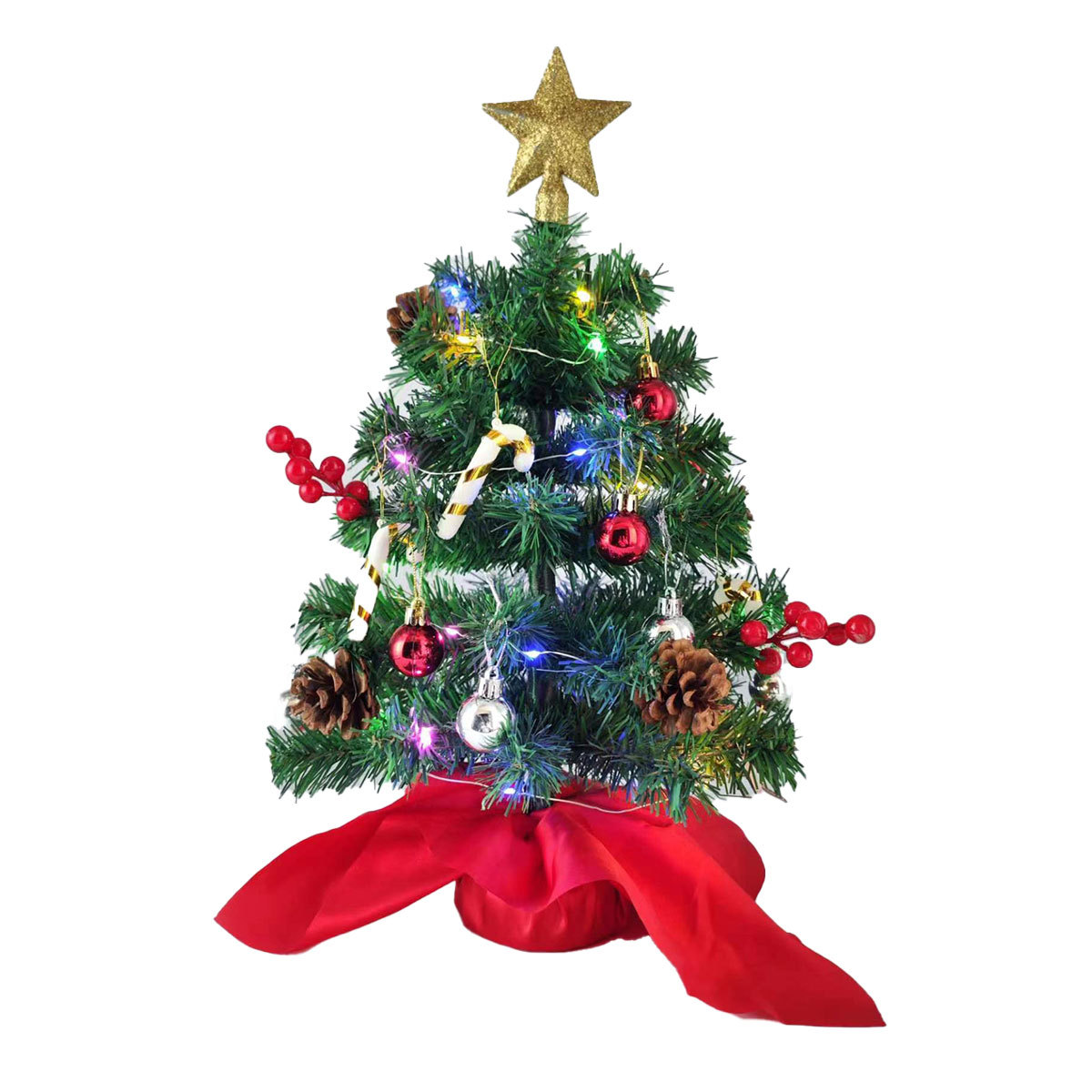 SDS120  Pequeño Pino De Navidad De Mesa Artificial Con Adornos