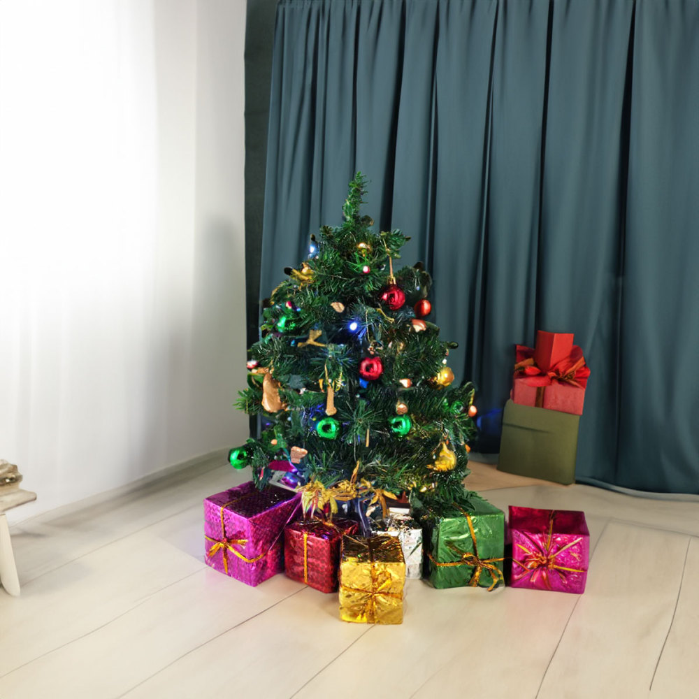 SDS122  Árbol De Navidad De Mesa Con Luces Y Adornos Colgantes 50cm
