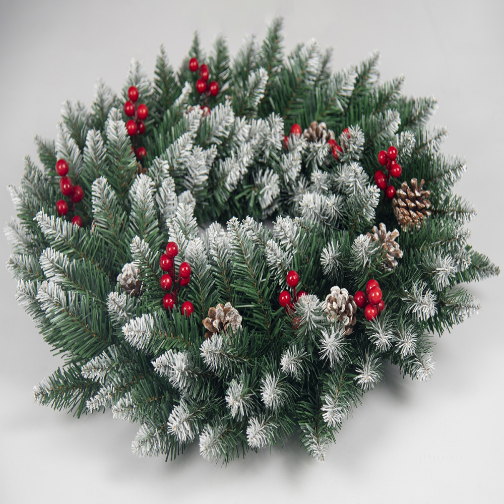 SDS301  Corona Navideña Artificial Decoración Con Piñas 50cm
