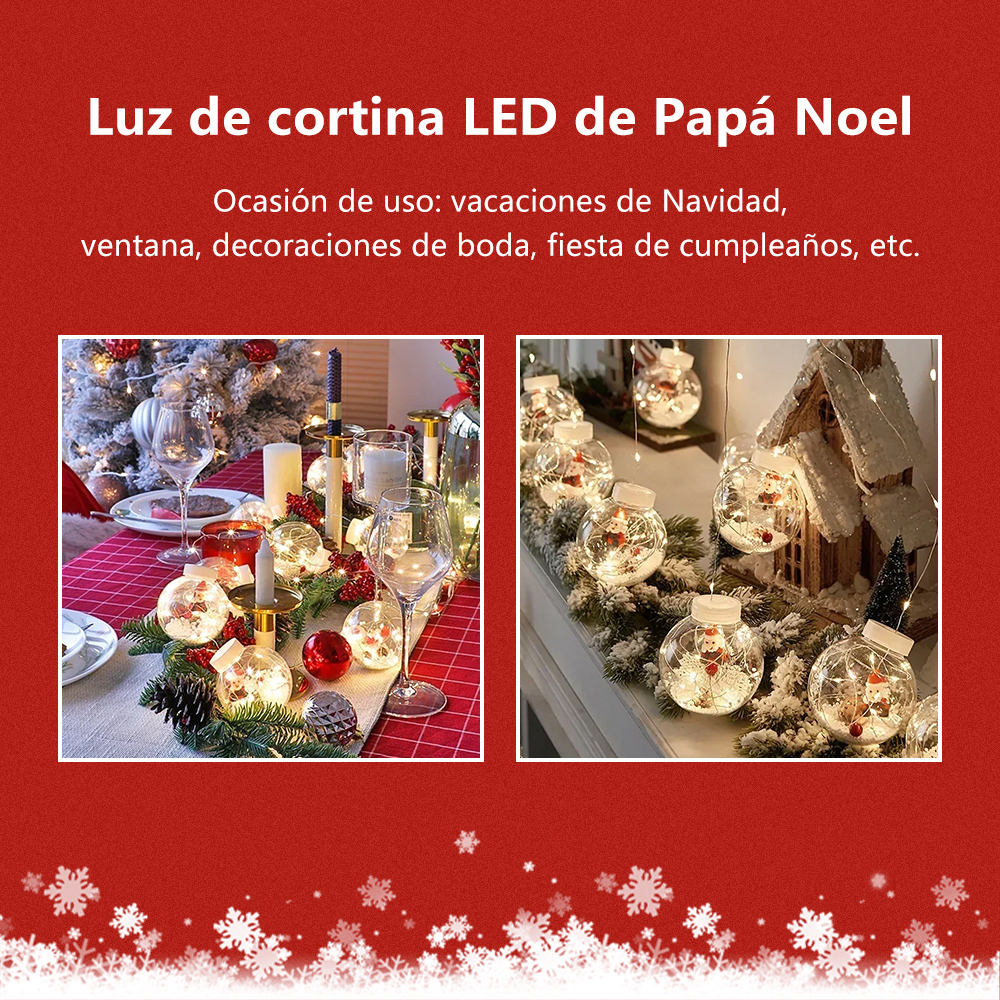 SDD134  Cortina De Luces Guirnalda Led Con Decoracion Navidad 3m