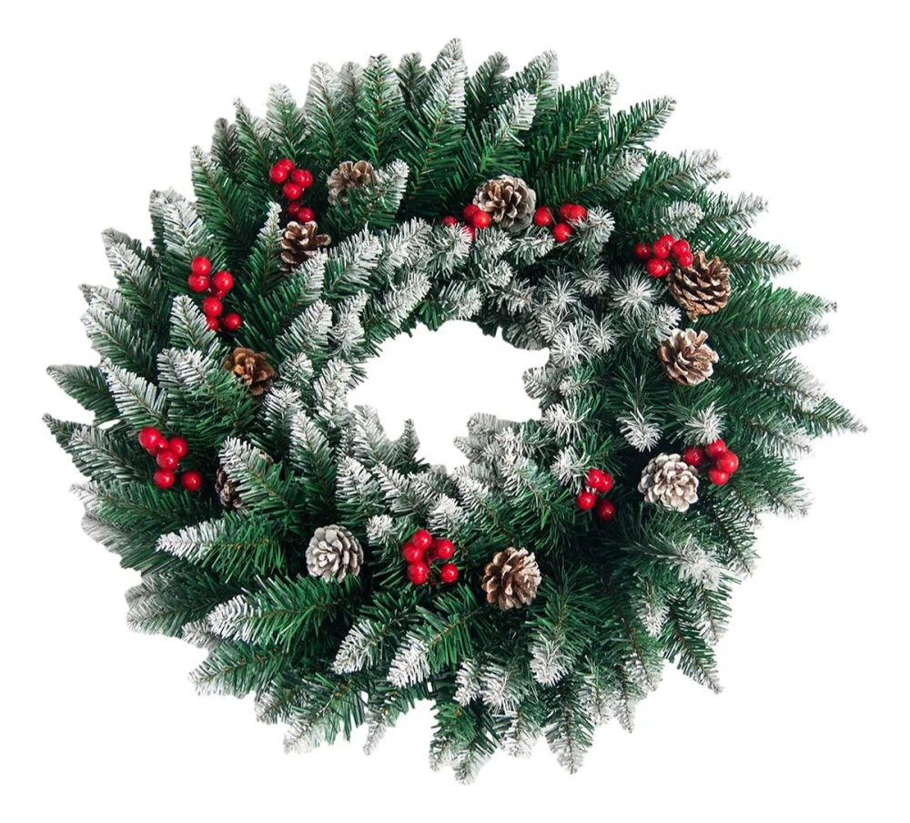 SDS301  Corona Navideña Artificial Decoración Con Piñas 50cm