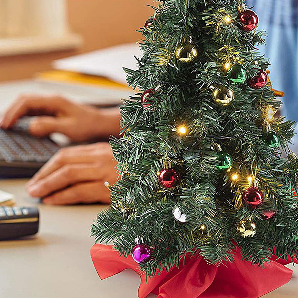 SDS120  Pequeño Pino De Navidad De Mesa Artificial Con Adornos
