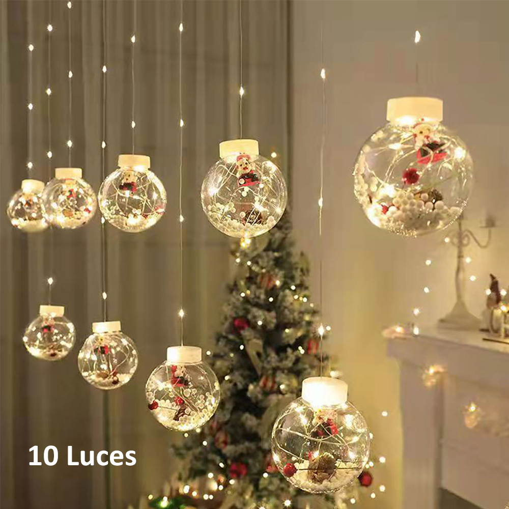 SDD134  Cortina De Luces Guirnalda Led Con Decoracion Navidad 3m