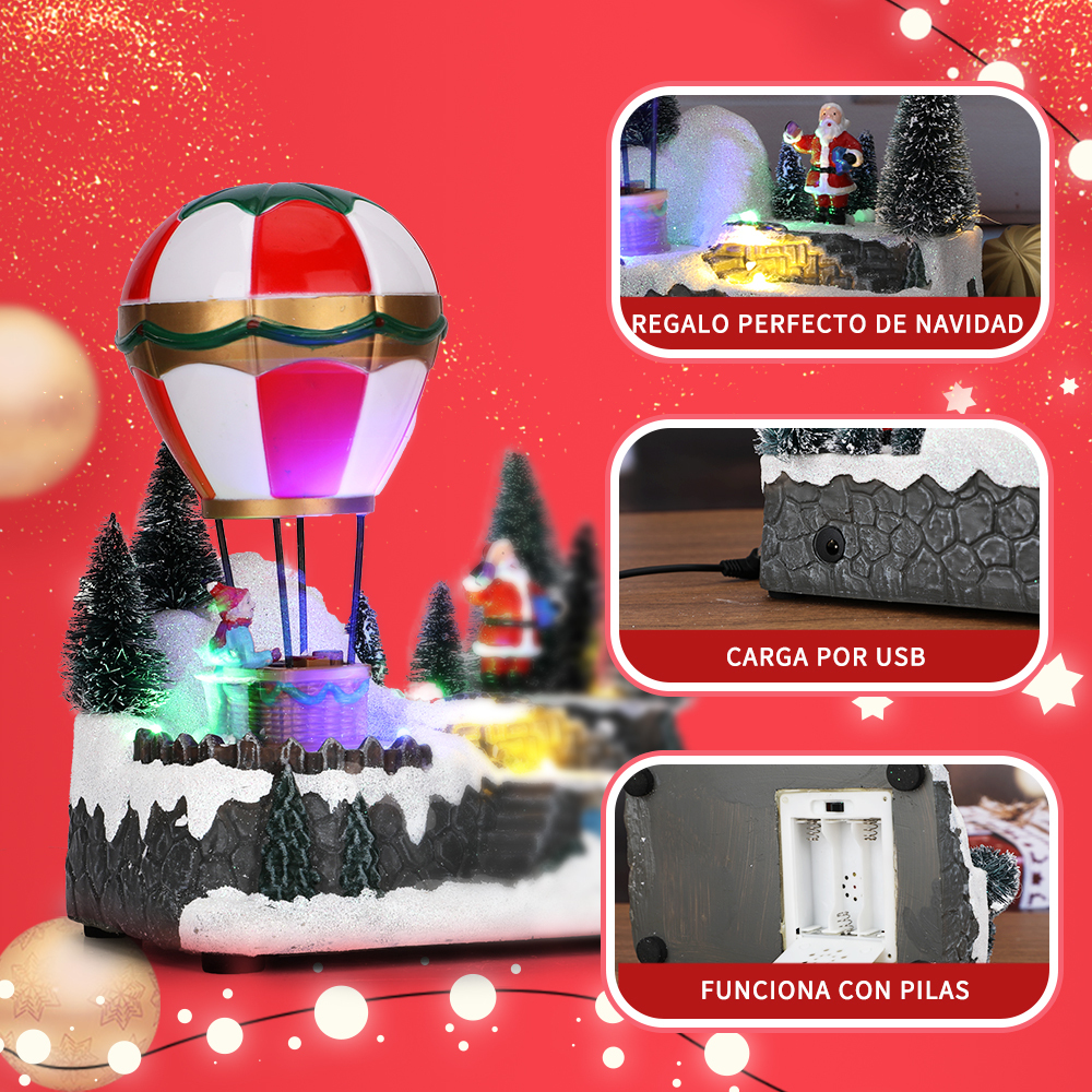 SDD1172 Figura Luminosa Decoración Navideña Con Globo Aerostático